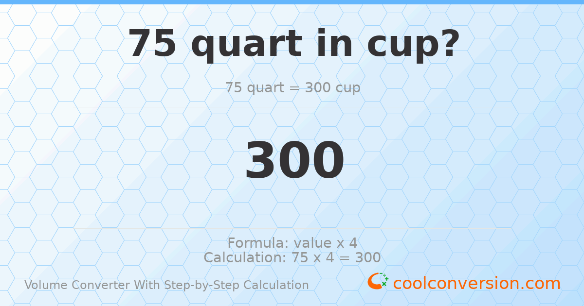 75 quarts = 300 cups