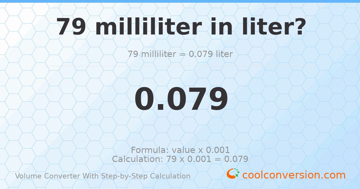 79 milliliters = 0.079 liters