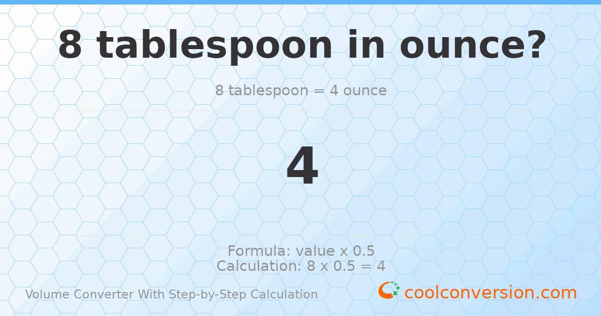 8 Tablespoons = 4 ounces