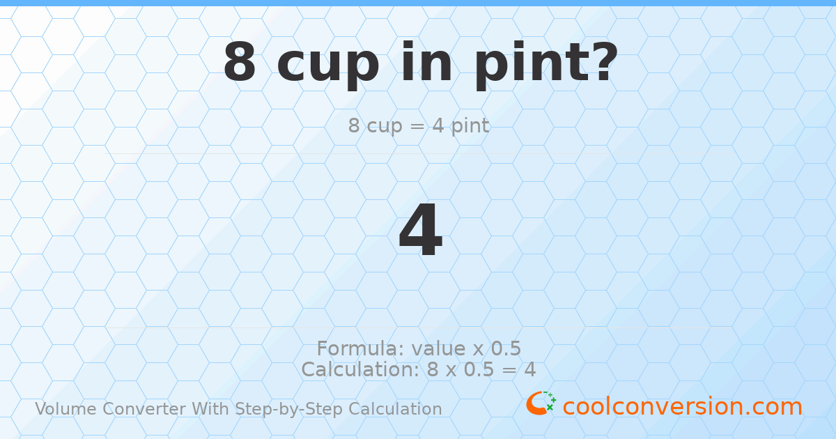8 cups = 4 pints