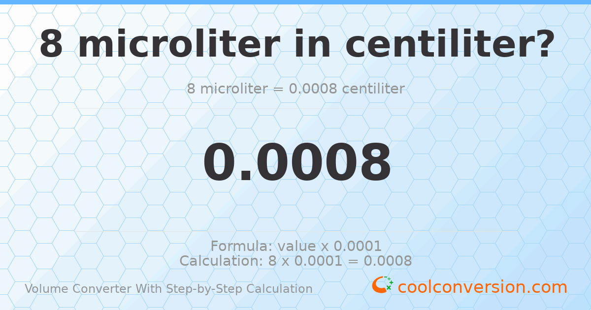 8 microliters = 0.0008 centiliters