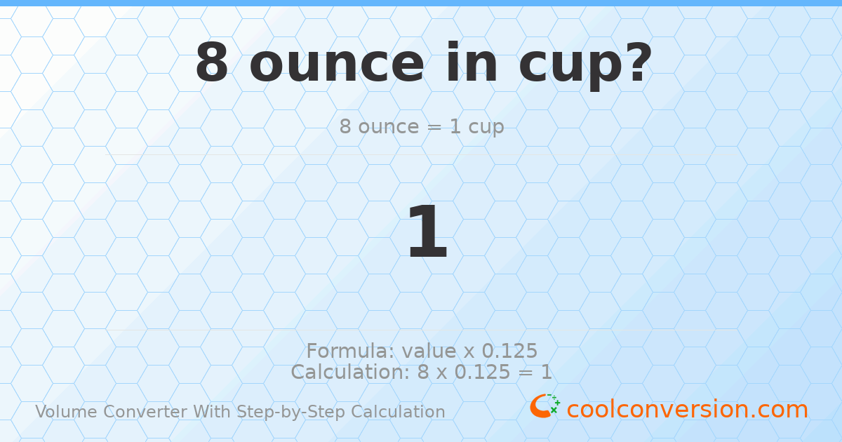 8 ounces = 1 cup