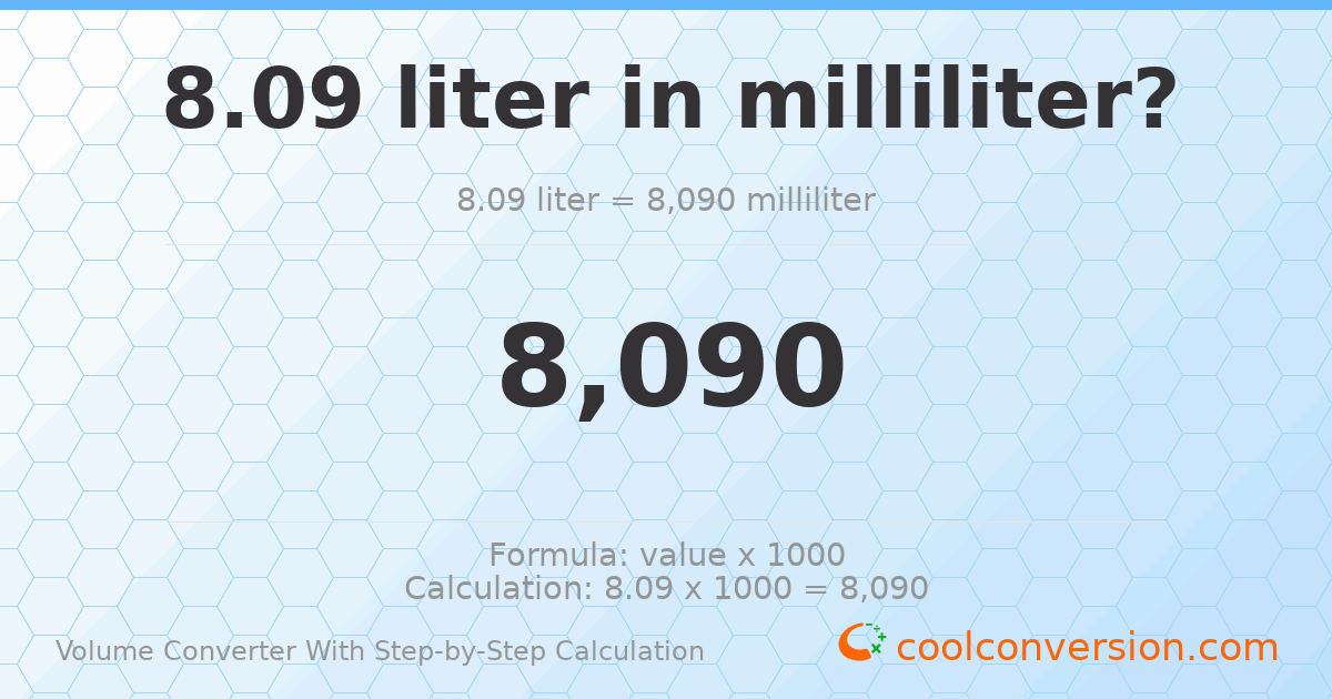 8.09 liters = 8090 milliliters
