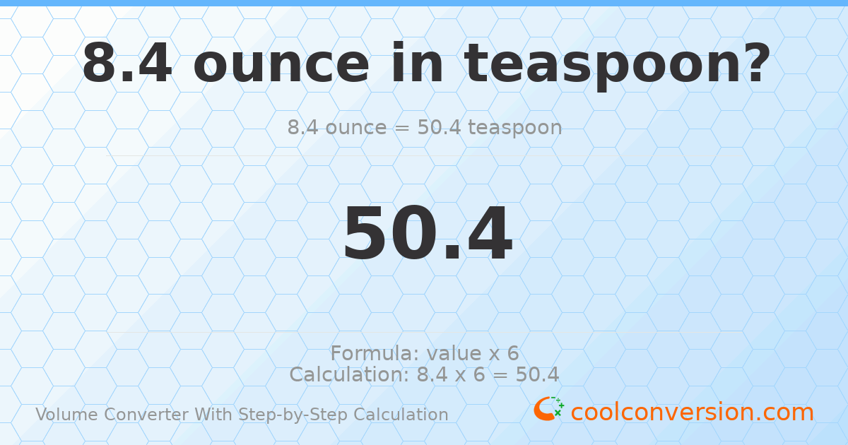 8.4 ounces = 50.4 Teaspoons