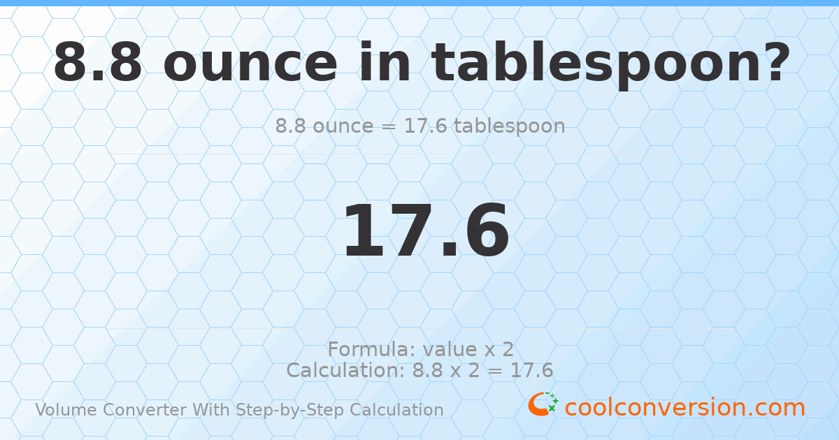 8.8 ounces = 17.6 Tablespoons