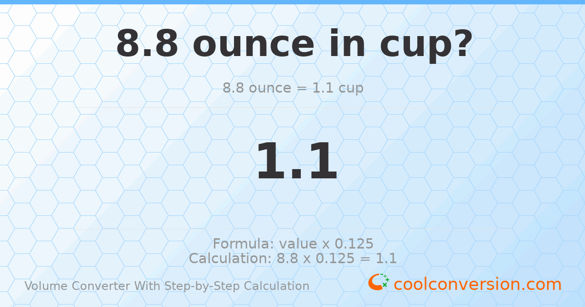 8.8 ounces = 1.1 cups