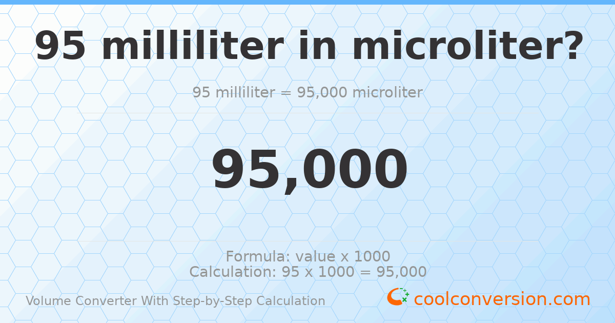 95 milliliters = 95000 microliters
