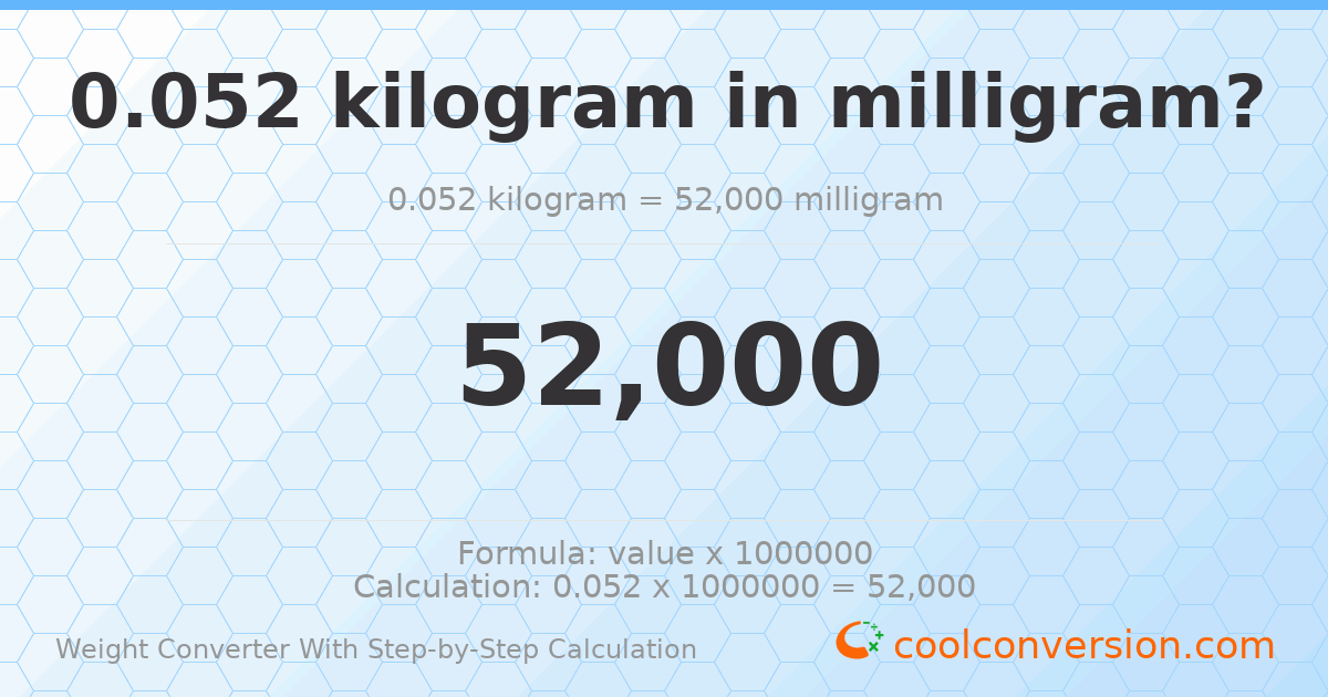 0.052 kilograms = 52000 milligrams