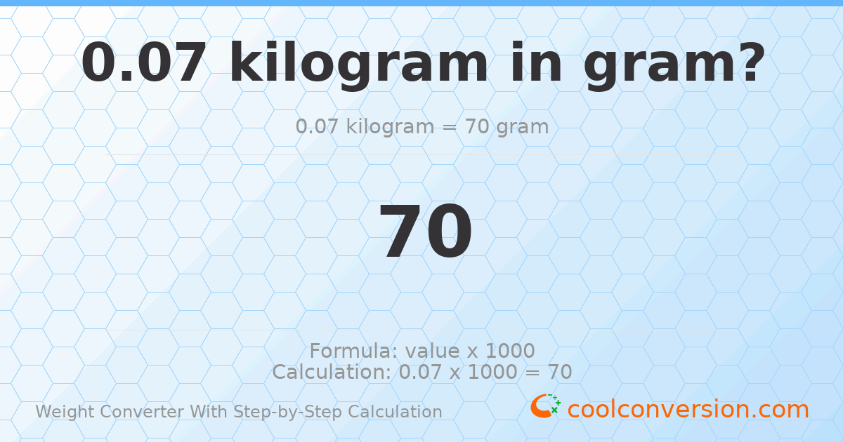 0.07 kilograms = 70 grams
