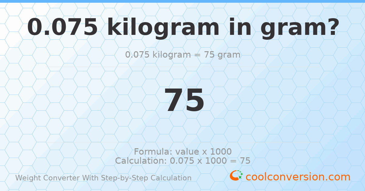 0.075 kilograms = 75 grams