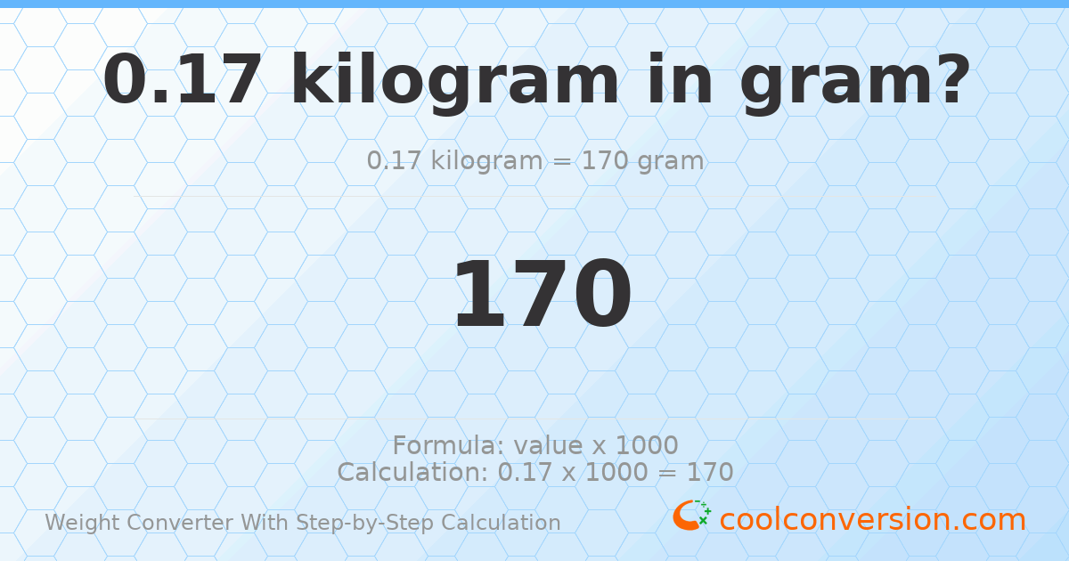 0.17 kilograms = 170 grams