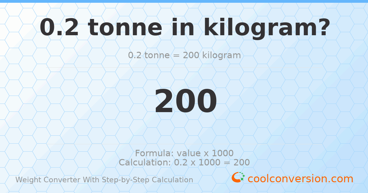 0.2 tonnes = 200 kilograms