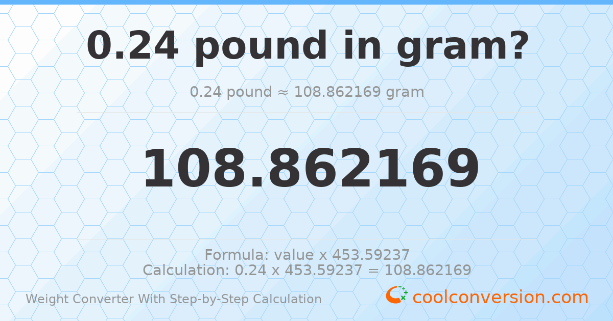 0.24 pounds = 108.862 grams