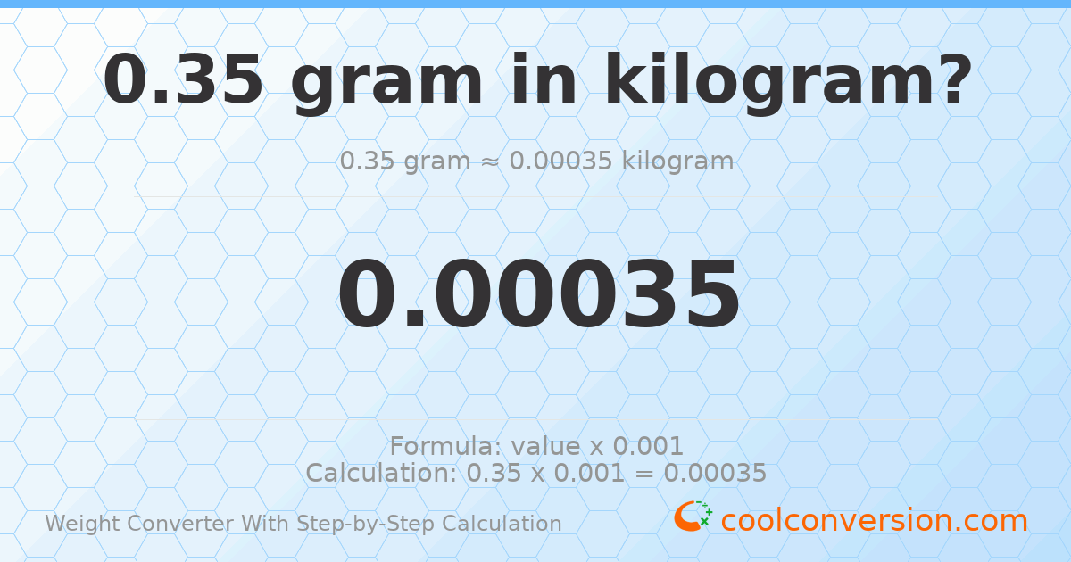 0.35 grams = 0.00035 kilograms
