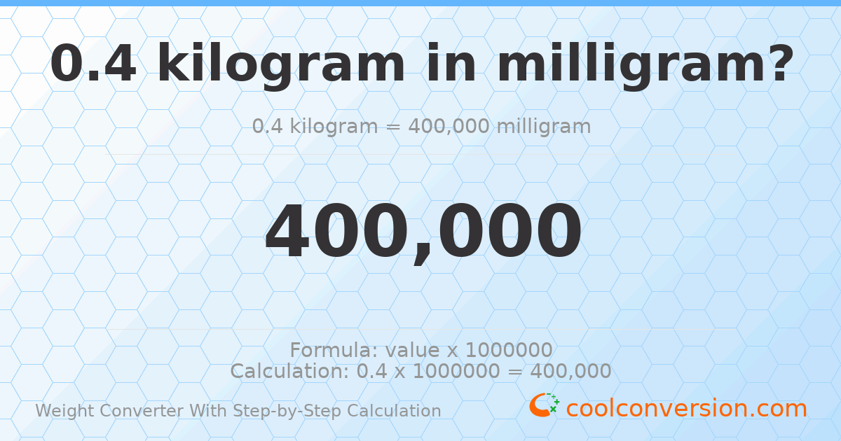 0.4 kilograms = 400000 milligrams