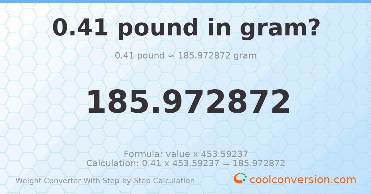 0.41 pounds = 185.973 grams