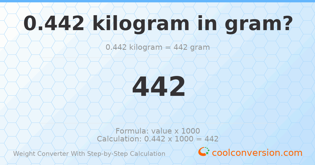 0.442 kilograms = 442 grams