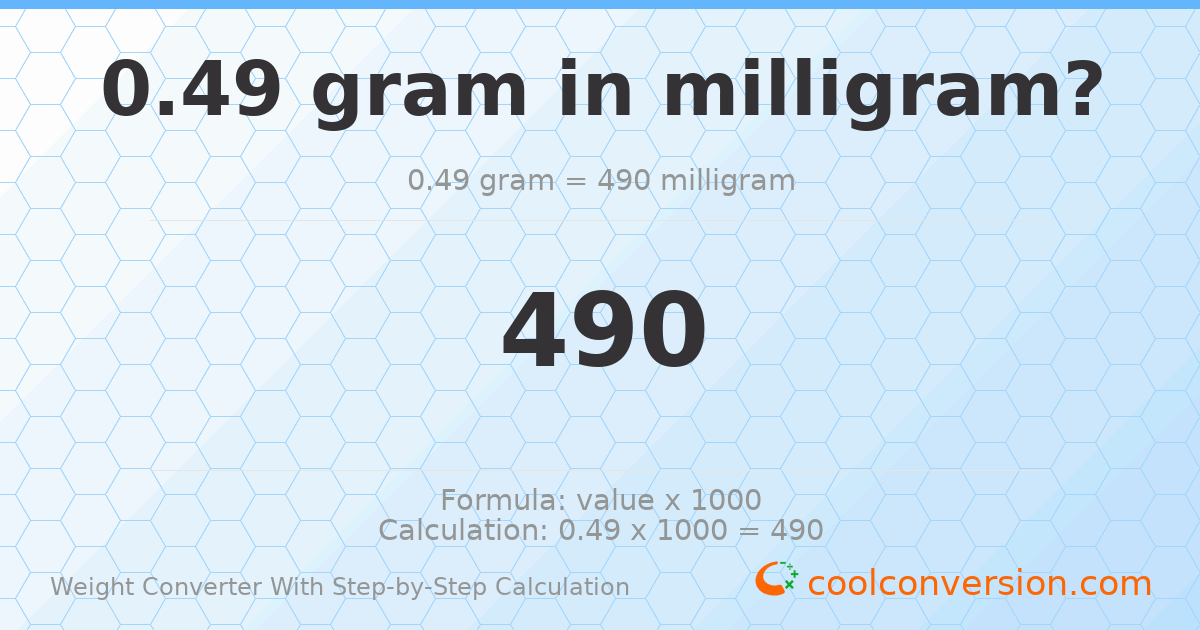 0.49 grams = 490 milligrams