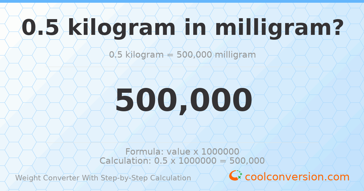 0.5 kilograms = 500000 milligrams