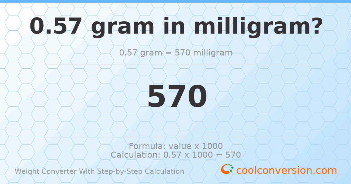 0.57 grams = 570 milligrams