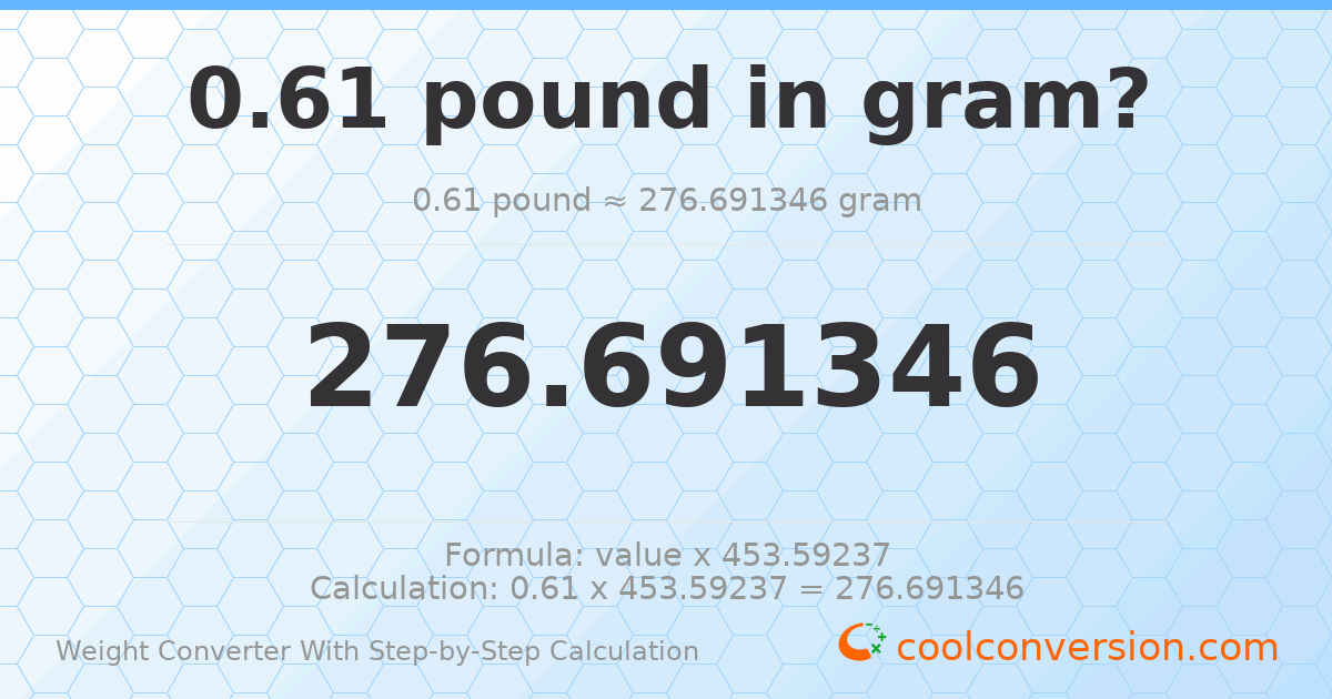 0.61 pounds = 276.691 grams