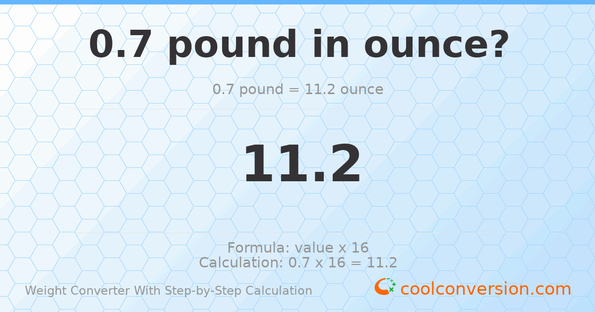 0.7 pounds = 11.2 ounces
