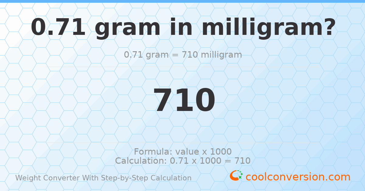 0.71 grams = 710 milligrams