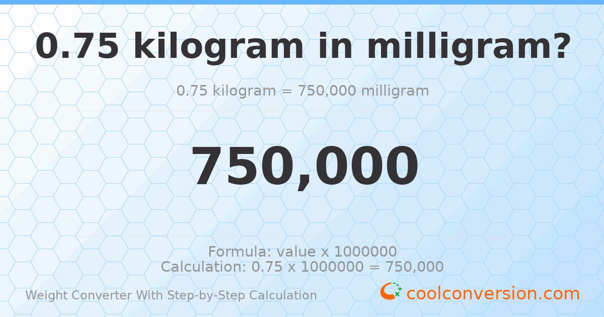 0.75 kilograms = 750000 milligrams