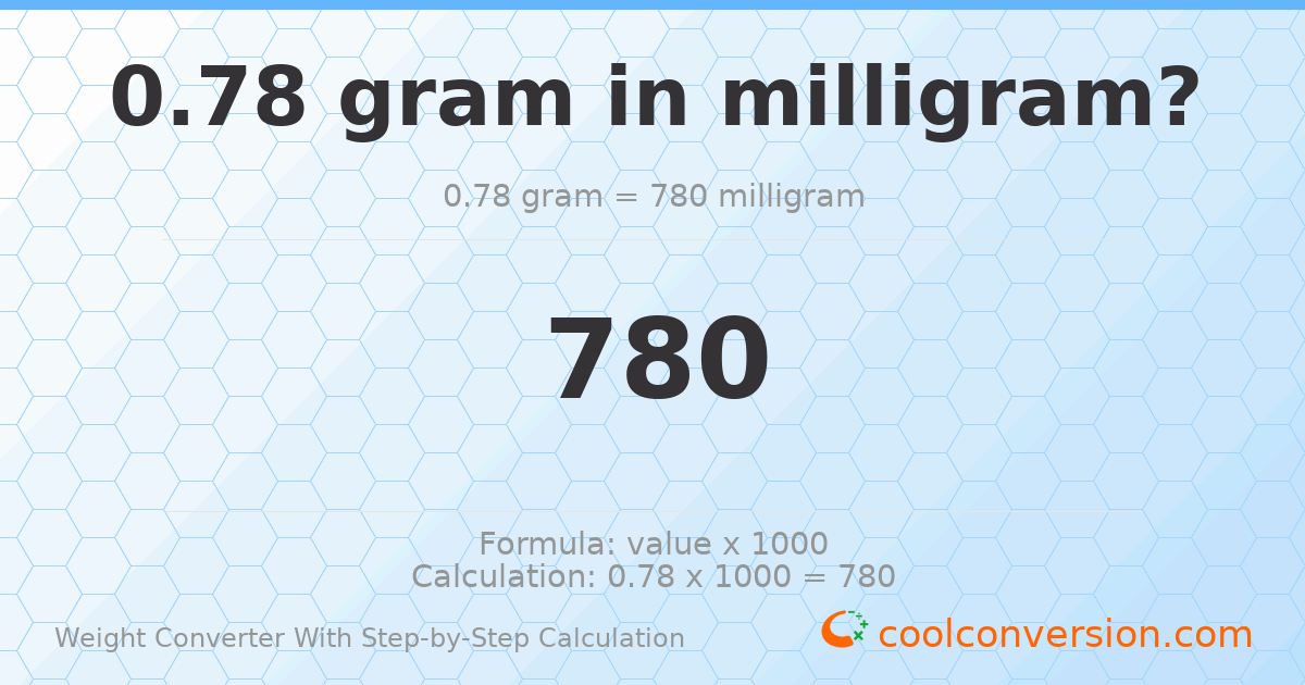 0.78 grams = 780 milligrams