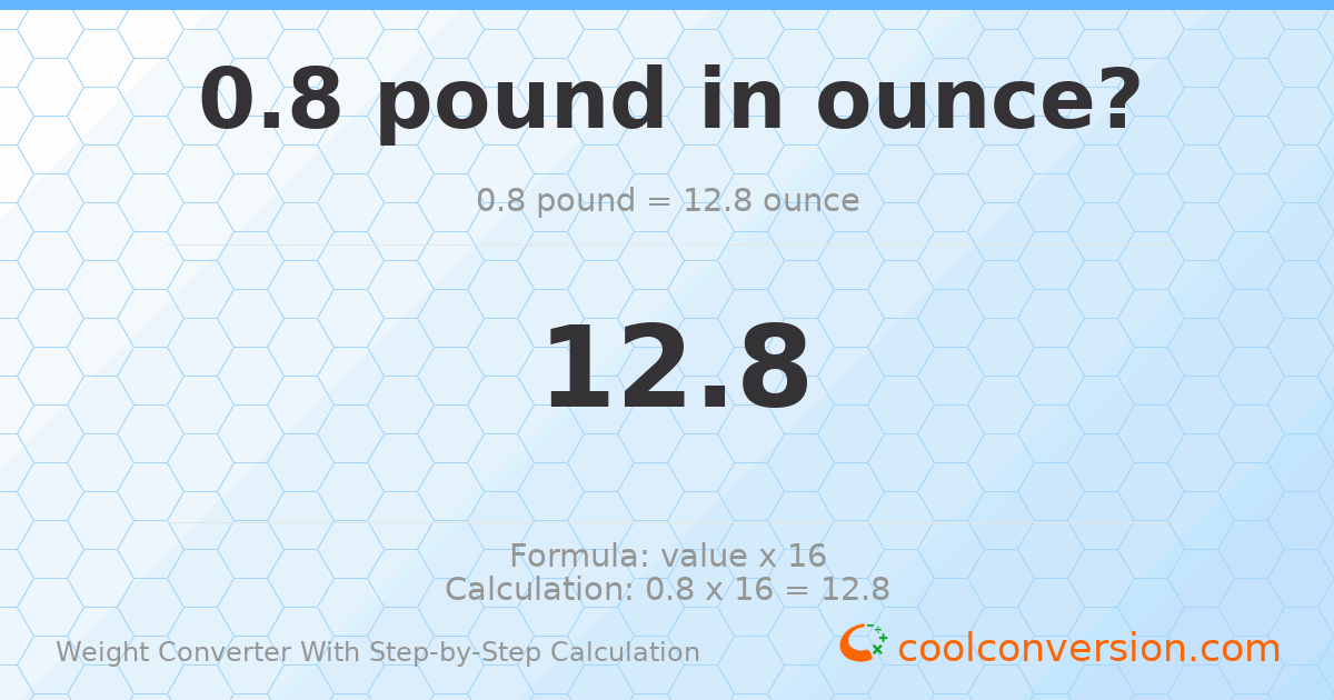 0.8 pounds = 12.8 ounces