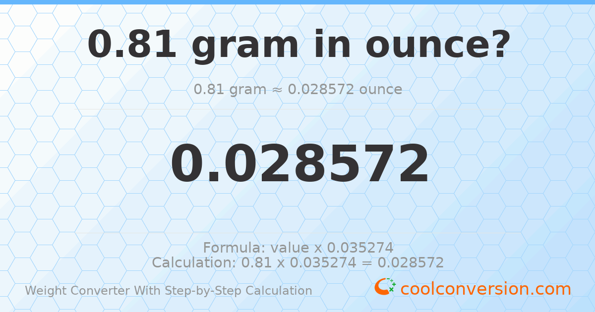 0.81 grams = 0.0285719 ounces