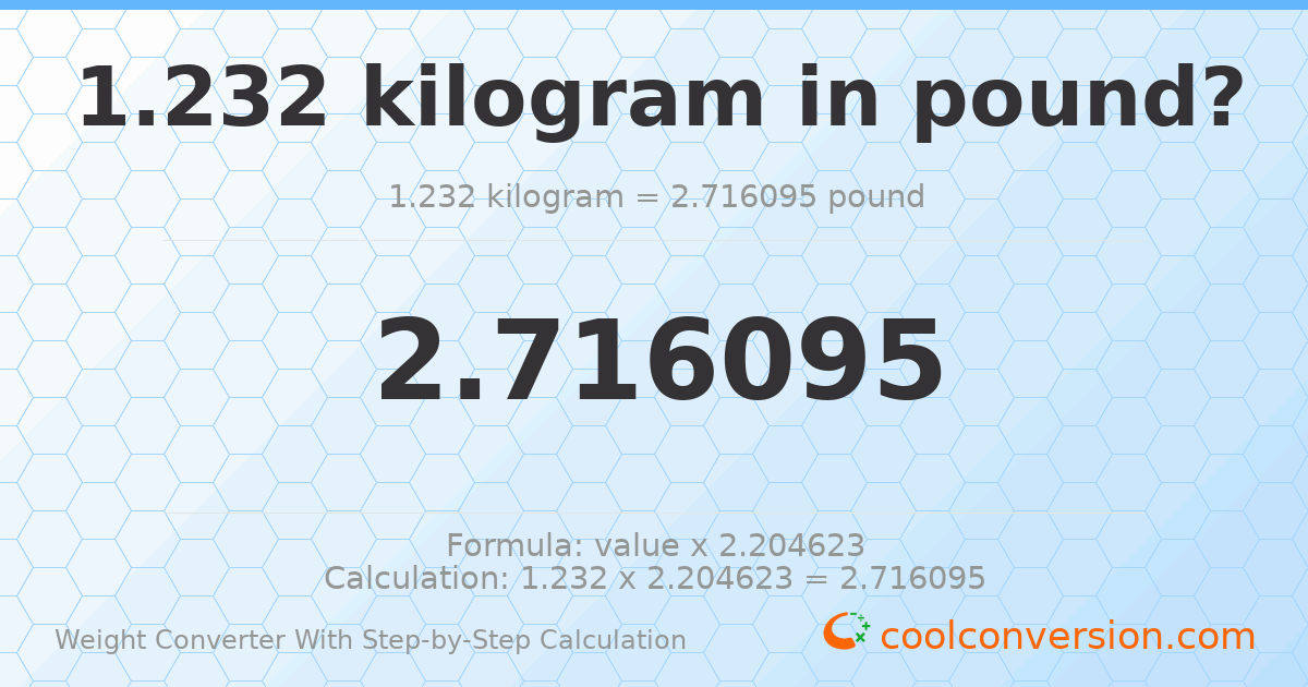 1.232 kilograms = 2.7161 pounds