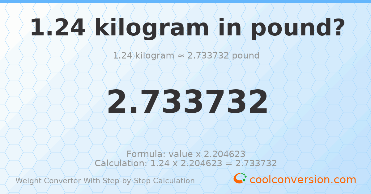 1.24 kilograms = 2.73373 pounds