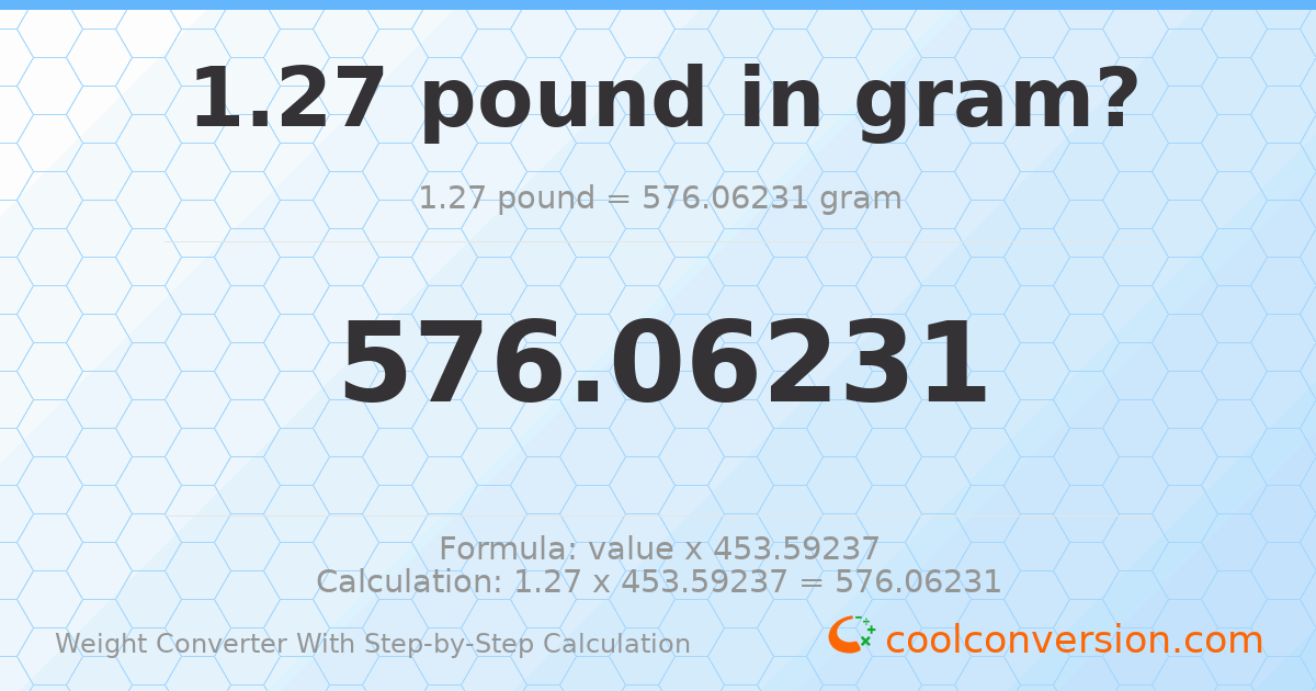 1.27 pounds = 576.062 grams