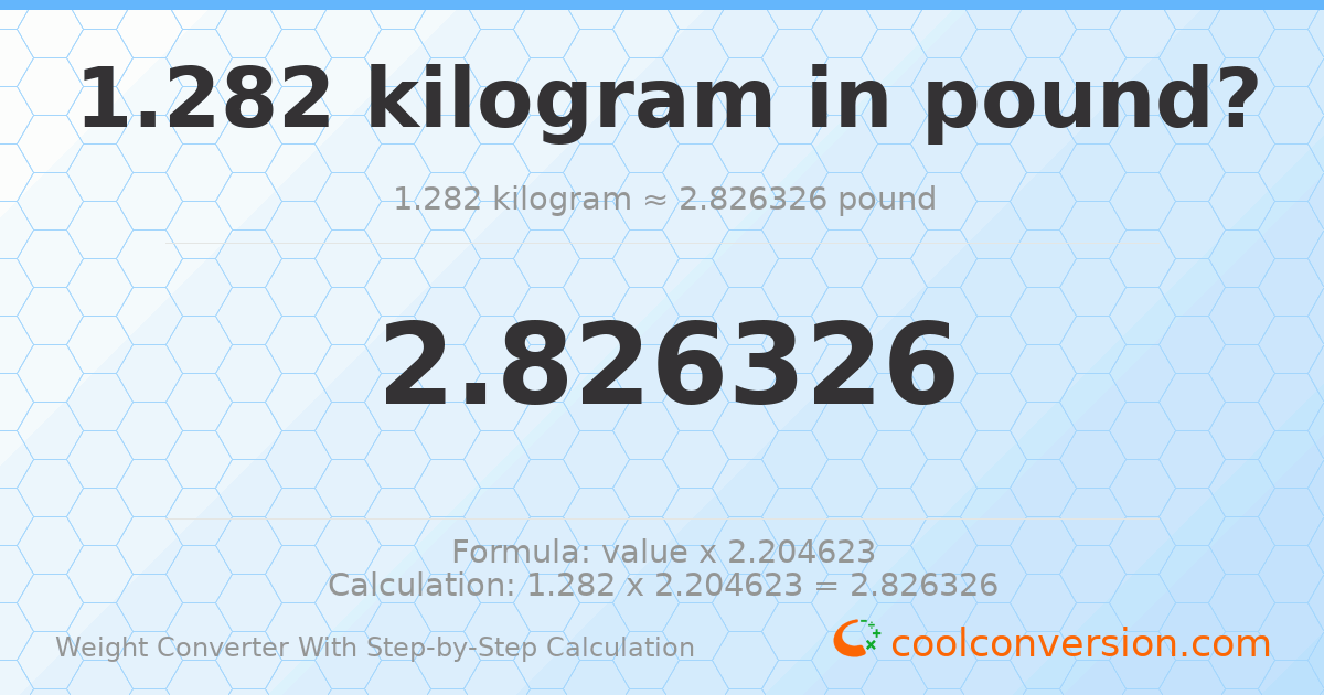 1.282 kilograms = 2.82633 pounds