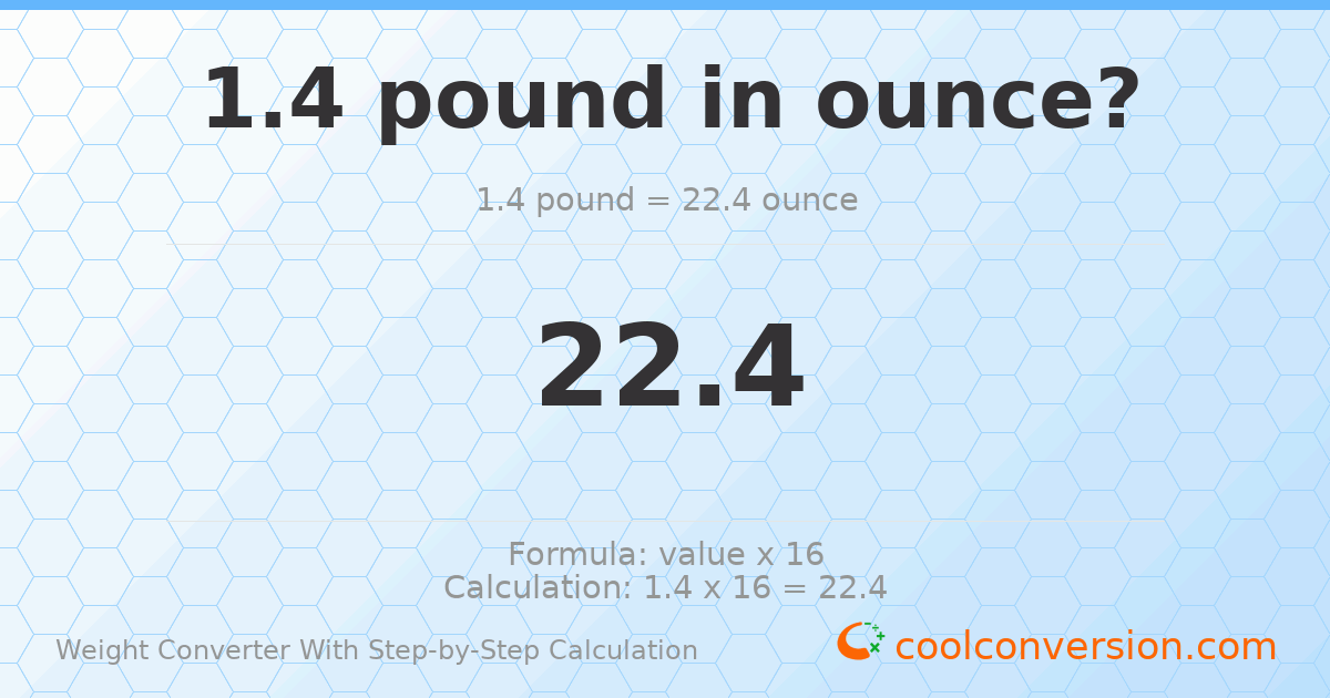 1.4 pounds = 22.4 ounces