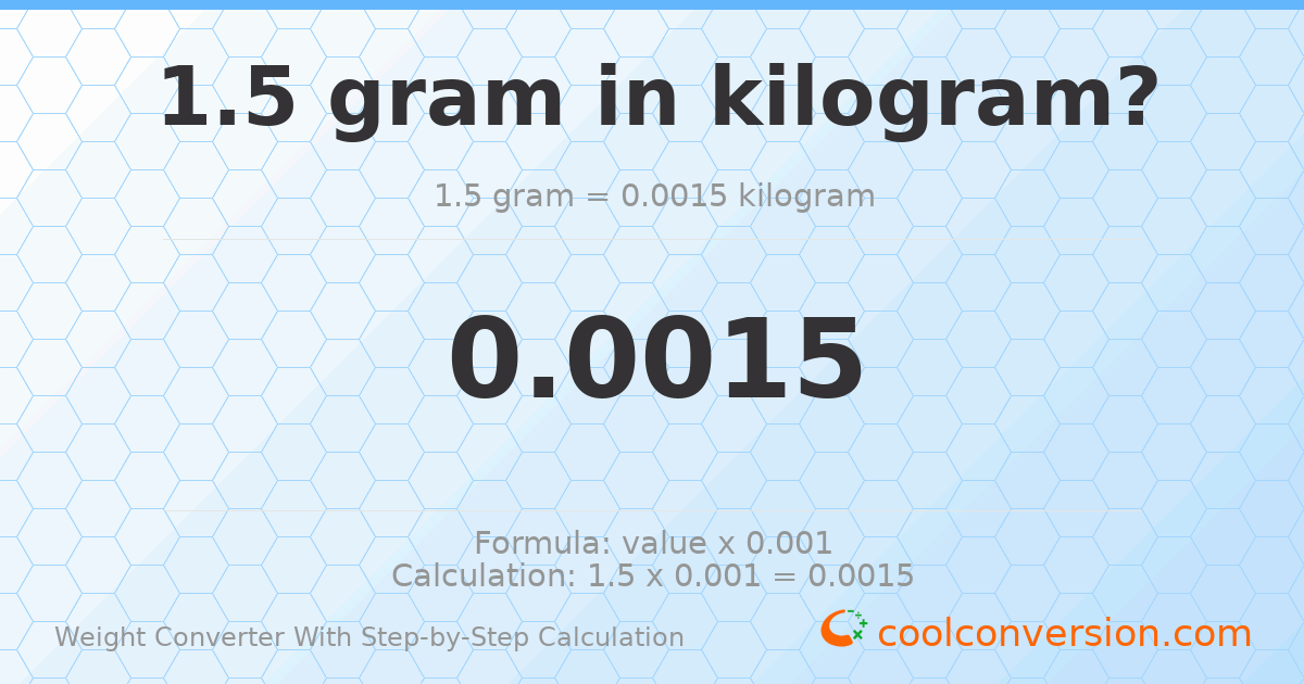 1.5 grams = 0.0015 kilograms