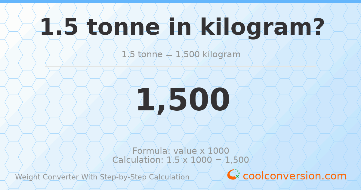 1.5 tonnes = 1500 kilograms