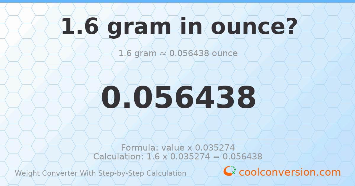 1.6 grams = 0.0564383 ounces