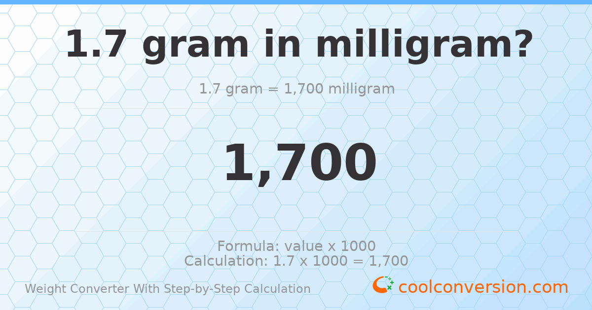 1.7 grams = 1700 milligrams