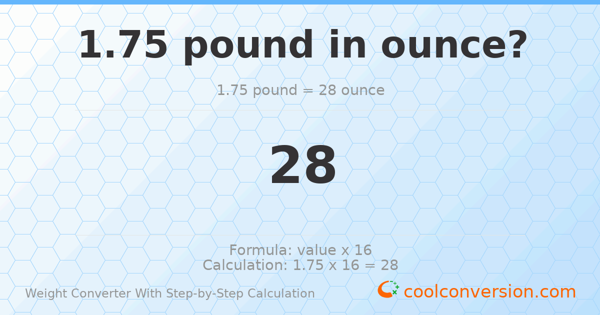 1.75 pounds = 28 ounces