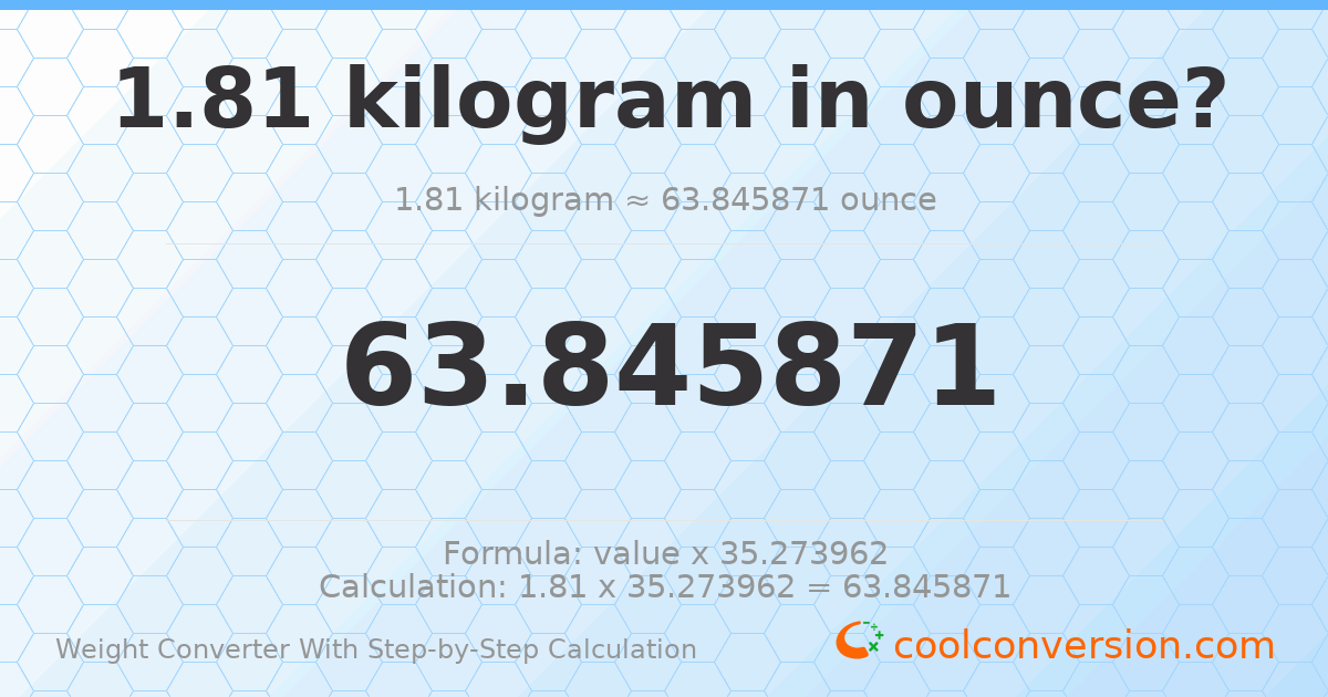 1.81 kilograms = 63.8459 ounces