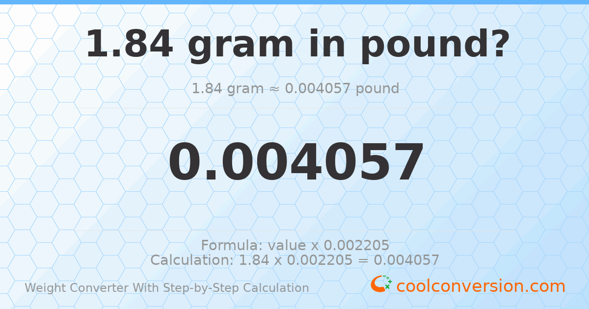 1.84 grams = 0.00405651 pounds