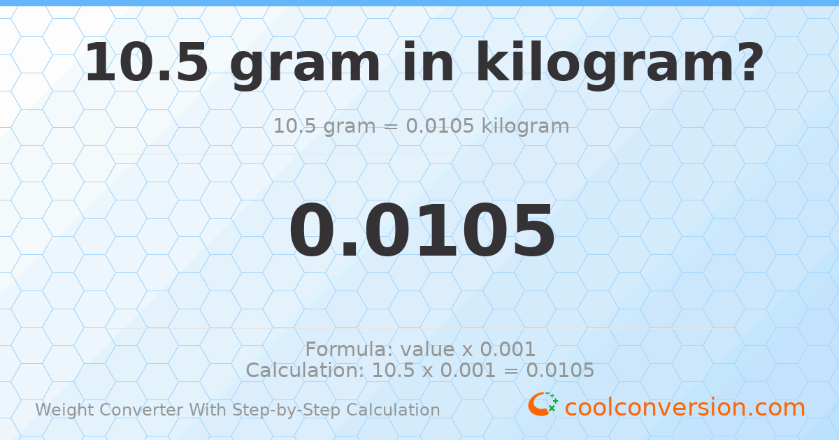 10.5 grams = 0.0105 kilograms