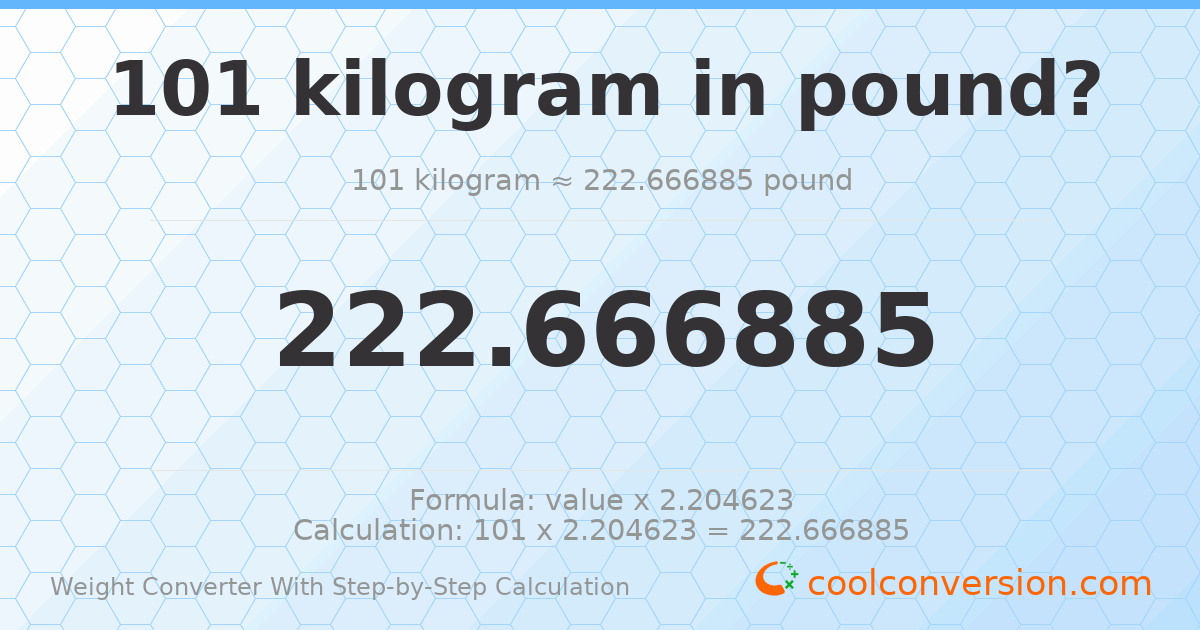 101 kilograms = 222.667 pounds