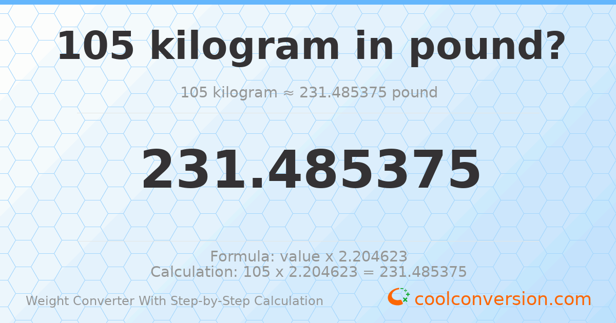 105 kilograms = 231.485 pounds