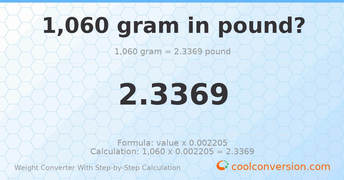 1060 grams = 2.3369 pounds