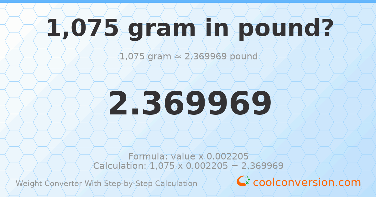 1075 grams = 2.36997 pounds