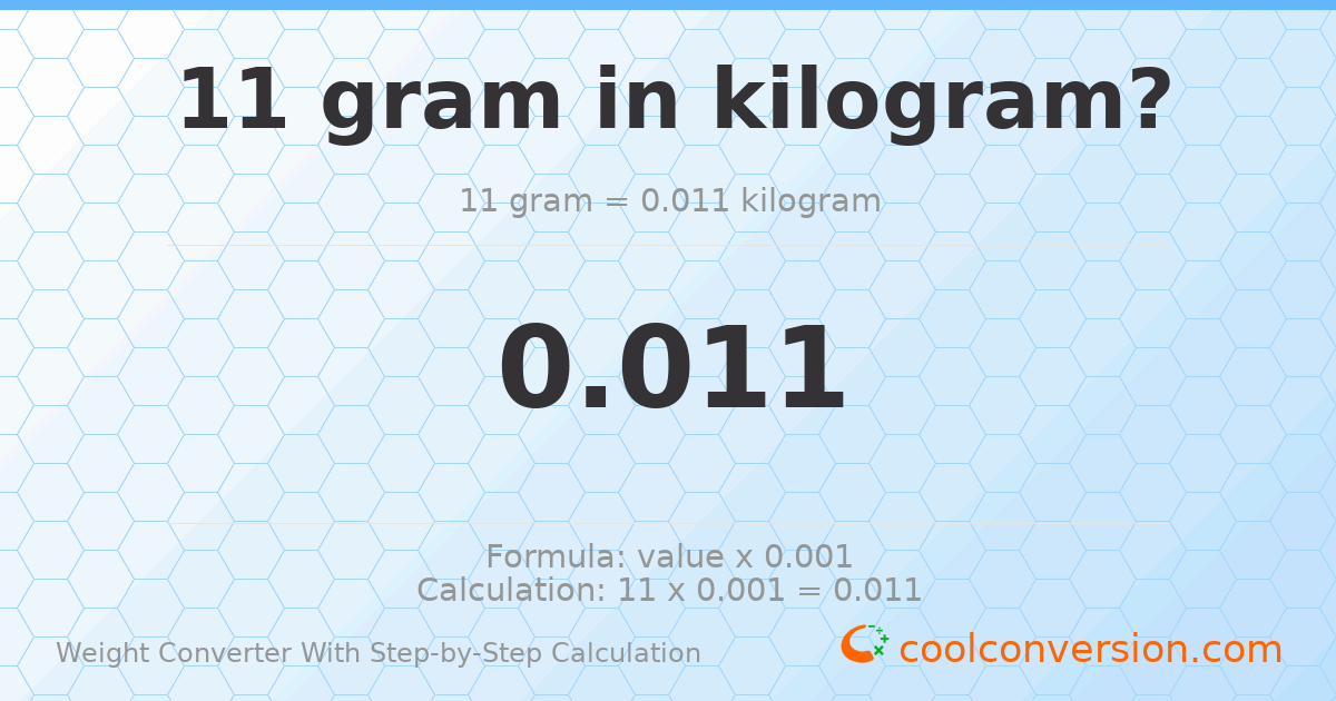 11 grams = 0.011 kilograms