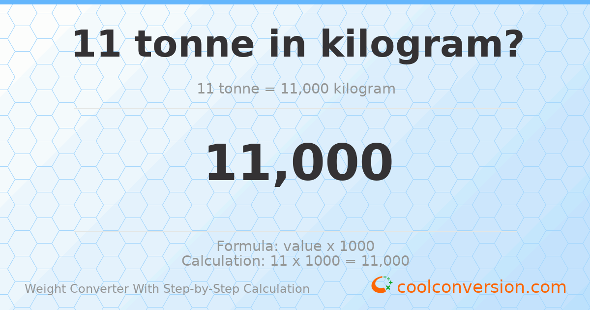 11 tonnes = 11000 kilograms